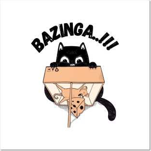 Black Cat Bazinga mouse Posters and Art